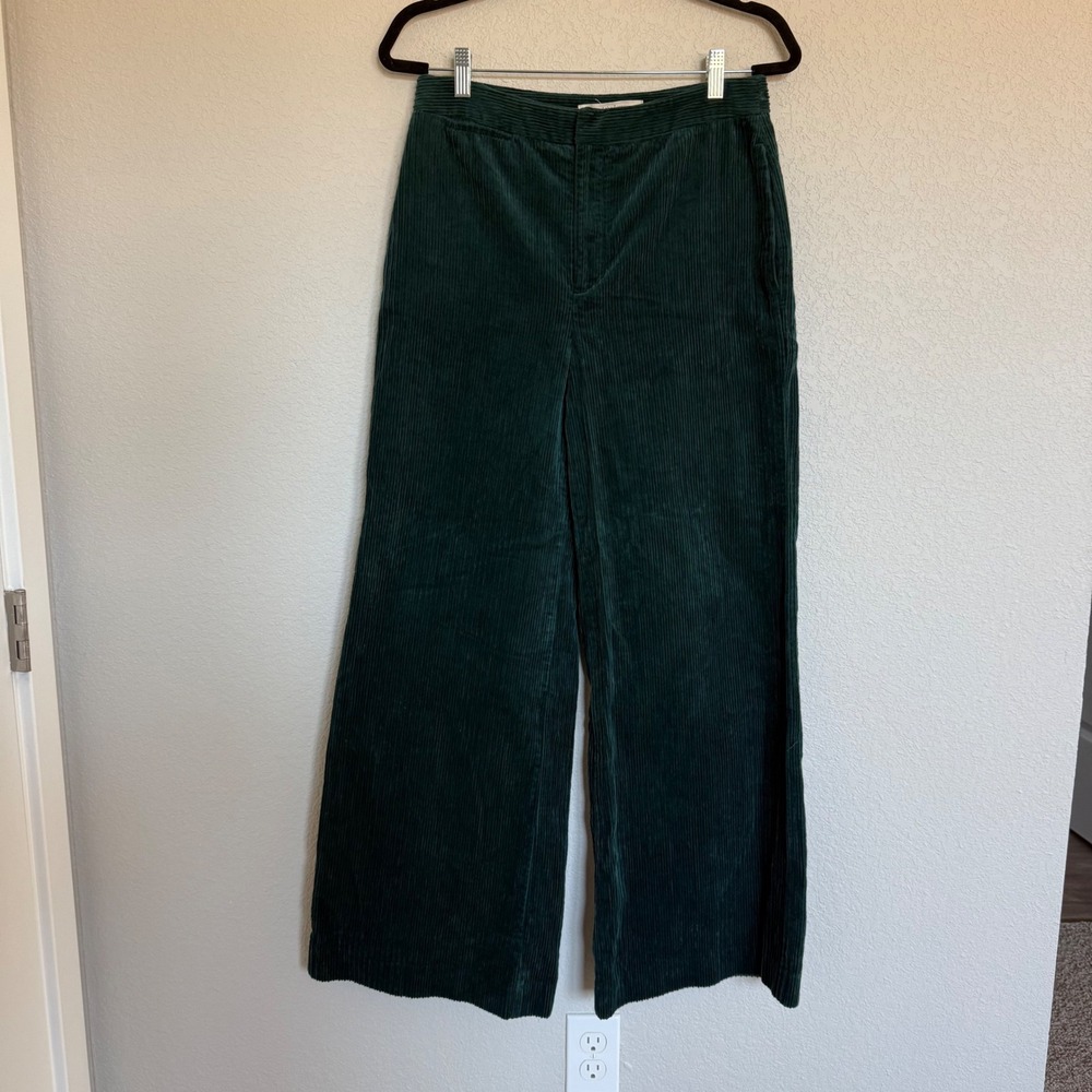 Anthropologie Pilcro Green Corduroy Wide Leg High Rise Pants 28 - Picture 2 of 8